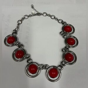 Chunky Red & Silver Statement Necklace